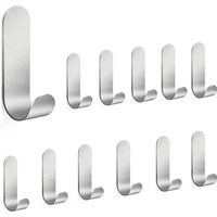 Ccykxa - 12er-Set selbstklebender Wandhaken aus Edelstahl SUS304, selbstklebender Geschirrtuchhaken ohne Bohren, wasserdichter, rostfreier Ccykxa - 12er-Set selbstklebender Wandhaken aus Edelstahl SUS304, selbstklebender Geschirrtuchhaken ohne Bohren, wasserdichter, rostfreier von CCYKXA