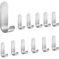12er-Set selbstklebender Wandhaken aus Edelstahl SUS304, selbstklebender Geschirrtuchhaken ohne Bohren, wasserdichter, rostfreier Handtuchhalter für von CCYKXA