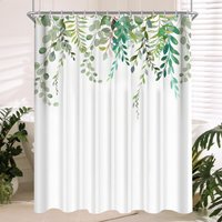 180 x 180 cm Duschvorhang – Muster mit grünen Blättern – beschwerter Saum – Anti-Schimmel-Stoff – wasserdicht – waschbar – Polyester – mit 12 Ösen von CCYKXA