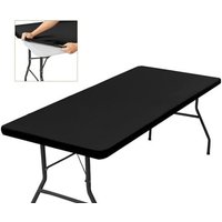 1830×760×5) Rechteckige schwarze Tischdecke, dehnbar, mit Gummizug, maschinenwaschbar, wasserabweisend und ideal für Garten, Outdoor Schlankes und von CCYKXA