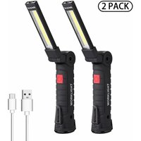 2 Stück Arbeitsleuchte, tragbare Taschenlampe, wiederaufladbare LED-Werkstattlampe, 5 Modi, Magnetfuß-Taschenlampe für Garagenlampe - Ccykxa 2 Stück Arbeitsleuchte, tragbare Taschenlampe, wiederaufladbare LED-Werkstattlampe, 5 Modi, Magnetfuß-Taschenlampe für Garagenlampe - Ccykxa von CCYKXA