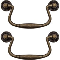 2 Stück antike Bronze-Eisen-Klappschubladengriffe für Schranktüren, Kommode, Küche, Sideboard usw. Vintage Retro Landhausstil 99 x 50 mm - Ccykxa von CCYKXA