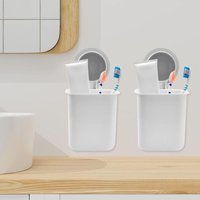 2 Stück weißer Zahnbürstenhalter zur Wandmontage, Zahnbürsten- und Zahnpastahalter, Aufbewahrung für elektrische Zahnbürsten, selbstklebender 2 Stück weißer Zahnbürstenhalter zur Wandmontage, Zahnbürsten- und Zahnpastahalter, Aufbewahrung für elektrische Zahnbürsten, selbstklebender von CCYKXA