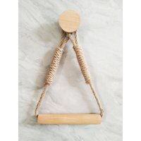20 × 14 × 3 cm)1 Stück Selbstklebender Toilettenpapierrollenhalter, Badezimmer-Toilettenpapierhalter aus Holzseil, rustikaler Handtuchring - Ccykxa von CCYKXA