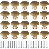 20x Türknäufe aus gebürstetem Gold im Vintage-Stil aus Messing, 30 mm, runde Möbelgriffe mit Schrauben für Kommode, Kleiderschrank - Ccykxa 20x Türknäufe aus gebürstetem Gold im Vintage-Stil aus Messing, 30 mm, runde Möbelgriffe mit Schrauben für Kommode, Kleiderschrank - Ccykxa von CCYKXA
