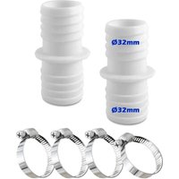 2er-Pack 32 mm Schlauchverbinder mit 4 Edelstahl-Schlauchschellen, weißer Doppeladapter für Schwimmbäder - Ccykxa 2er-Pack 32 mm Schlauchverbinder mit 4 Edelstahl-Schlauchschellen, weißer Doppeladapter für Schwimmbäder - Ccykxa von CCYKXA