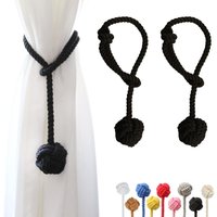 Ccykxa - 2er-Pack Vorhang-Raffhalter mit großem gewebtem Ball, handgewebte Baumwolle für Outdoor-Vorhänge (Schwarz, 2) von CCYKXA