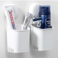 Ccykxa - 2er-Pack Zahnbürstenhalter mit Saugnapf für die Dusche, abnehmbares Badezimmerregal für elektrische Zahnbürste, Zahnpasta, Küchengeschirr, von CCYKXA