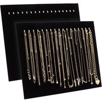 2er-Set Halsketten-Organizer-Ausstellungsständer, Schmuck-Ausstellungstablett aus schwarzem Samt mit 17 Haken, 37 x 30 x 1,5 cm - Ccykxa von CCYKXA