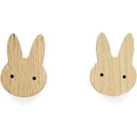 2er-Set Möbelgriffe für Kinder, unbehandelte Eiche mit Kaninchen-Design, Knauf für Kommode, Schrank, Schublade, Tür, Kinderzimmer, Geschenkidee (2 von CCYKXA