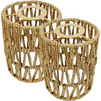 2er-Set Rattan-Deckenlampenschirme, Korblampenschirme, gewebter Rattan-Hängelampenschirm im böhmischen Stil, Vintage-Decken-Hängelampenschirm, von CCYKXA