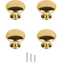 4er-Set Schrankbeschläge aus poliertem Goldchrom, runder Pilz-Türgriffknopf, 30 mm, für Kommode, Kleiderschrank, Schublade, Schlafzimmer, 4er-Set Schrankbeschläge aus poliertem Goldchrom, runder Pilz-Türgriffknopf, 30 mm, für Kommode, Kleiderschrank, Schublade, Schlafzimmer, von CCYKXA
