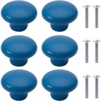 6 Stück Keramik-Möbelknöpfe, runde Keramik-Schrank- und Schubladenknöpfe, Griffe für Bibliotheks- und Küchenschränke (blau) - Ccykxa von CCYKXA