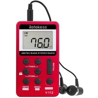 CCYKXA (Rot) V112 tragbares Mini-Radio, tragbares Taschenradio, FM AM, wiederaufladbarer Mini-Walkman, Wecker, 3,5-mm-Kopfhöreranschluss, Outdoor, von CCYKXA