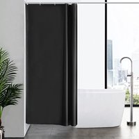CCYKXA 150x180cm Duschvorhang Anti-Schimmel-Stoff Waschbar Polyester Schwarz Kleine Badvorhänge Wasserdicht Textil Beschwert für Badewanne mit 10 von CCYKXA