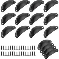 CCYKXA 16 Stück Schubladengriff Vintage Muschelgriff, Retro Küchenschrankknopf Türschale Dekoration Möbelgriff mit Schrauben (schwarz) von CCYKXA