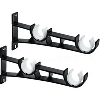 CCYKXA 2 Stück 28 mm Doppel-Gardinenstangenhalterung, robuste Gardinenstangenhalterung, schwarz von CCYKXA