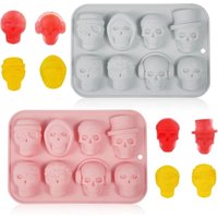 CCYKXA 2 Stück Totenkopf-Bonbonform, Eiswürfelform, Halloween-Silikon-Bonbonform für Süßigkeiten, Eiswürfel, Seife, Kerzen, DIY (16 Totenköpfe) von CCYKXA