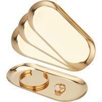 CCYKXA 4-teiliges Schmucktablett-Set aus Edelstahl 304, 18 cm goldenes Serviertablett, dekoratives Schmucktablett, kleines ovales Tablett für von CCYKXA