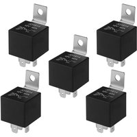 CCYKXA 5 Stück 5-poliges Autorelais, 12 V 40 A SPDT-Autorelais mit Metallhalterung, für Auto, LKW, Boot (schwarz) von CCYKXA