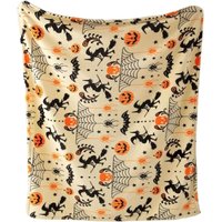 CCYKXA Generisch Halloween-Decke – 150 x 130 cm – Fledermäuse, Kürbisse, Totenkopf – flauschiger Flanell – Spinnen – gemütliches Gewebe – für das Sofa von CCYKXA