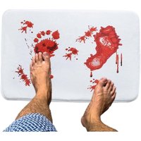 CCYKXA Halloween-Blut-Duschmatte, Halloween-Blut-Badezimmermatte Strapazierfähige Teppiche mit gruseligen Blutpolstern mit roten Fußabdrücken CCYKXA Halloween-Blut-Duschmatte, Halloween-Blut-Badezimmermatte Strapazierfähige Teppiche mit gruseligen Blutpolstern mit roten Fußabdrücken von CCYKXA