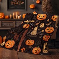 CCYKXA Halloween-Decke, 150 x 130 cm – wendbare, weiche, gemütliche Kürbislaternen-Überwurfdecke – gruseliges Horror-Dekor für Bettcouch – lustiges von CCYKXA