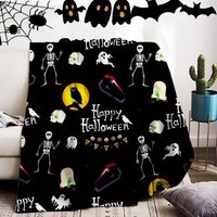 CCYKXA Halloween-Decke 130 x 150, weiche und flauschige Flanelldecke mit Kürbis-, Geister- und Fledermausmuster, für Sofa (Halloween-A, 130 x 150 cm) von CCYKXA
