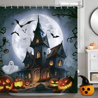 CCYKXA Halloween Duschvorhang Kürbis Geisterschloss Badvorhang Polyestergewebe Anti-Schimmel Wasserdicht Waschbar Badezimmervorhänge 180 x 180 cm mit CCYKXA Halloween Duschvorhang Kürbis Geisterschloss Badvorhang Polyestergewebe Anti-Schimmel Wasserdicht Waschbar Badezimmervorhänge 180 x 180 cm mit von CCYKXA