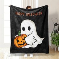 CCYKXA Halloween-Fleecedecke, warm, weich, Halloween-Flanelldecke, Kürbis-Druck, Plüschdecke, Einzel-/Doppelbett-Sofaüberwurf (süß, 130 x 150 cm) von CCYKXA