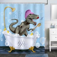CCYKXA Lustiger Dinosaurier-Duschvorhang – Badezimmervorhang aus Polyestergewebe, schimmelresistent, wasserdicht, waschbar – 180 x 180 cm mit 12 CCYKXA Lustiger Dinosaurier-Duschvorhang – Badezimmervorhang aus Polyestergewebe, schimmelresistent, wasserdicht, waschbar – 180 x 180 cm mit 12 von CCYKXA