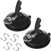 CCYKXA Schwarz 2 Stück Auto Saugnapfhaken, Auto Saugnäpfe mit 4 S-Haken, Auto Saugnapfhaken für Zelte, Saugnapf Multifunktionshaken für Autos Camping von CCYKXA