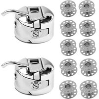 CCYKXA Set mit 10 Nähmaschinenspulen aus Metall + 2 Spulenboxen für Toyota, Brother Janome, Elna, Bernina, Singer-Maschinen von CCYKXA
