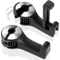 CCYKXA Silberne 2-teilige Autositzhaken, Autokopfstützenhaken, universelle Fahrzeughalterungen mit Handyhalter, zum Aufhängen von Kleidung, CCYKXA Silberne 2-teilige Autositzhaken, Autokopfstützenhaken, universelle Fahrzeughalterungen mit Handyhalter, zum Aufhängen von Kleidung, von CCYKXA