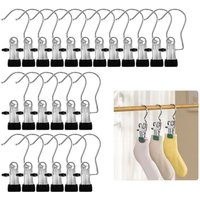CCYKXA Tragbare Kleiderhaken, silber/schwarz, 24 Stück, Kleiderbügel-Clips, Haken für Hosen, Schuhe, Handtücher von CCYKXA