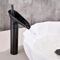 CCYKXA Waschtischarmatur, Wasserfall-Badezimmerarmatur, Badezimmermischbatterie, Vintage-Schwarz-Einhebelmischbatterie, Einstellbare Warm- und CCYKXA Waschtischarmatur, Wasserfall-Badezimmerarmatur, Badezimmermischbatterie, Vintage-Schwarz-Einhebelmischbatterie, Einstellbare Warm- und von CCYKXA