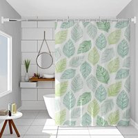 Ccykxa - 1 Set Duschvorhang 200x240cm, Langer Duschvorhang, Wasserdichter Duschvorhang mit grünem Blatt, Grüner Anti-Schimmel-Badezimmervorhang mit Ccykxa - 1 Set Duschvorhang 200x240cm, Langer Duschvorhang, Wasserdichter Duschvorhang mit grünem Blatt, Grüner Anti-Schimmel-Badezimmervorhang mit von CCYKXA