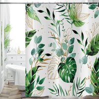 Ccykxa - 1-teiliger Duschvorhang mit grünen Blättern, 180 x 200, tropische Eukalyptuspflanze, abstraktes Aquarell, Bohemian-Stil, wasserdichter Ccykxa - 1-teiliger Duschvorhang mit grünen Blättern, 180 x 200, tropische Eukalyptuspflanze, abstraktes Aquarell, Bohemian-Stil, wasserdichter von CCYKXA