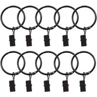 10 Stück schwarzer Vorhangring, Außendurchmesser 44 mm, Vorhangclip, galvanischer Vorhangring mit Clip, geeignet für Gardinenstange, Wäscheleine, 10 Stück schwarzer Vorhangring, Außendurchmesser 44 mm, Vorhangclip, galvanischer Vorhangring mit Clip, geeignet für Gardinenstange, Wäscheleine, von CCYKXA