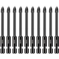 Ccykxa - 10-teiliges 6-mm-Fliesen-Glasbohrer-Set, 1/4 Sechskantschaft-Wolframkarbid-Bohrer, Bohrwerkzeug für Porzellan, Keramik, Spiegel, Beton, von CCYKXA