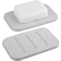 Ccykxa - 2er-Set Kieselgur-Seifenschale, schnell trocknender Seifenhalter, Seifenstangenhalter für Baddusche, selbsttrocknender Seifenbehälter (grau) von CCYKXA
