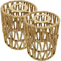 2er-Set Rattan-Deckenlampenschirme, Korblampenschirme, gewebter Rattan-Hängelampenschirm im böhmischen Stil, Vintage-Decken-Hängelampenschirm, von CCYKXA