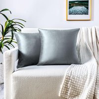 Ccykxa - 2er-Set Samt-Kissenbezug 45 x 45 cm, weicher und moderner rechteckiger Kissenbezug für skandinavisches Wohnzimmersofa, Dunkelgrau von CCYKXA