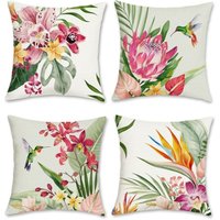 4 Pieces Tropical Flowers Cushion Cover 45 x 45 cm Flower Leaf Outdoor Polyester Linen Decorative Summer Pillowcase for Sofa Living Room Bedroom 4 Pieces Tropical Flowers Cushion Cover 45 x 45 cm Flower Leaf Outdoor Polyester Linen Decorative Summer Pillowcase for Sofa Living Room Bedroom von CCYKXA