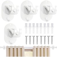 Ccykxa - 4 Stück Gardinen Ohne Bohren Haken Weiß Ohne Bohren Haken für Fenster zum Befestigen Klebend Gardinenstangenhalter Ohne Bohren für Zuhause, von CCYKXA