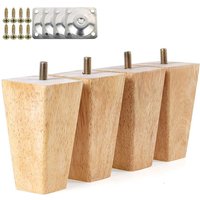 Ccykxa - 4 Stück Holzmöbelbeine, 10 cm Bettschrankbeine mit Montageplatten und Schrauben von CCYKXA