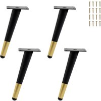Ccykxa - 4 Stück schwarz-goldene Metall-Möbelbeine, 20 cm, Ersatzbeine für TV-Ständer, Unterschrank, Schrank, DIY-Ersatzbeine für Sofa, Schrank, von CCYKXA