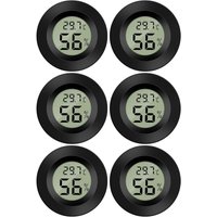 Ccykxa - 6 Stück, schwarz) Mini-Digital-LCD-Thermometer, Hygrometer, Temperatur, Luftfeuchtigkeit -50–70 ℃, 10–99 % relative Luftfeuchtigkeit, von CCYKXA