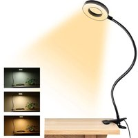 Clip-Leselampe, USB-LED-Schreibtischlampe, 3-Farben-Modus-Licht, Augenschutz-Buch-Clip-Lampe, 360 Grad flexibler Schwanenhals-Clip - Ccykxa von CCYKXA