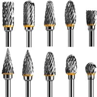 Ccykxa - Drehfräser-Set aus Wolframkarbidstahl mit doppelter Kante für Drehwerkzeug, 10 Stück, 1/8-Zoll-Schaft für Heimwerker, Holzschnitzerei, von CCYKXA